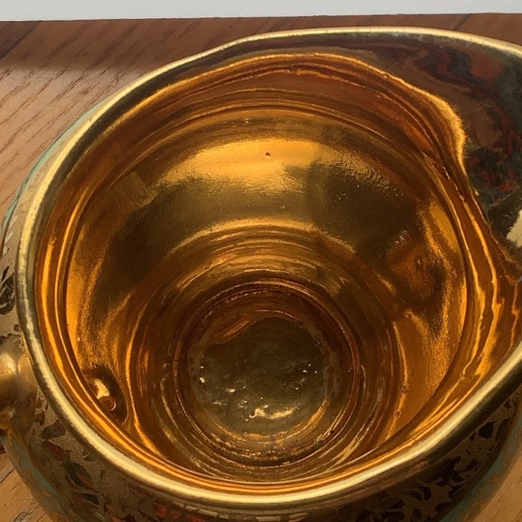 Vintage Le Mieux 24k Gold Hand Decorated Footed Cream Pitcher - Picture 12 of 14